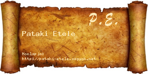 Pataki Etele névjegykártya